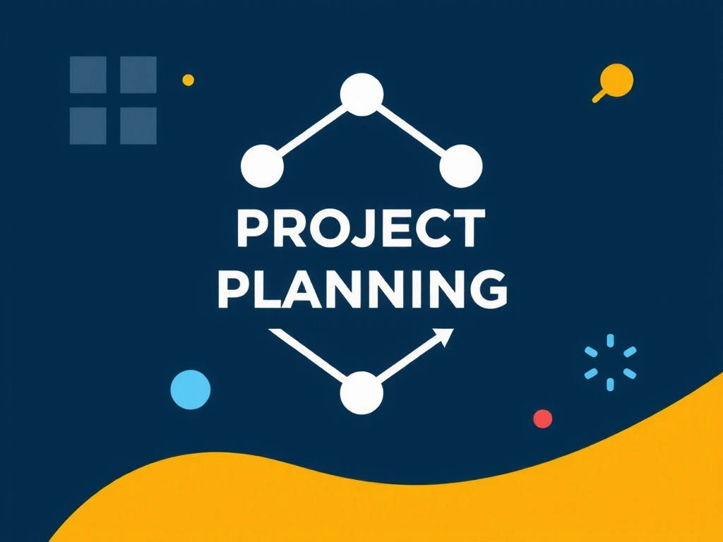 Abstract graphical representation of project planning and strategy, with interconnected geometric shapes and subtle lines, suggesting collaboration and innovation.