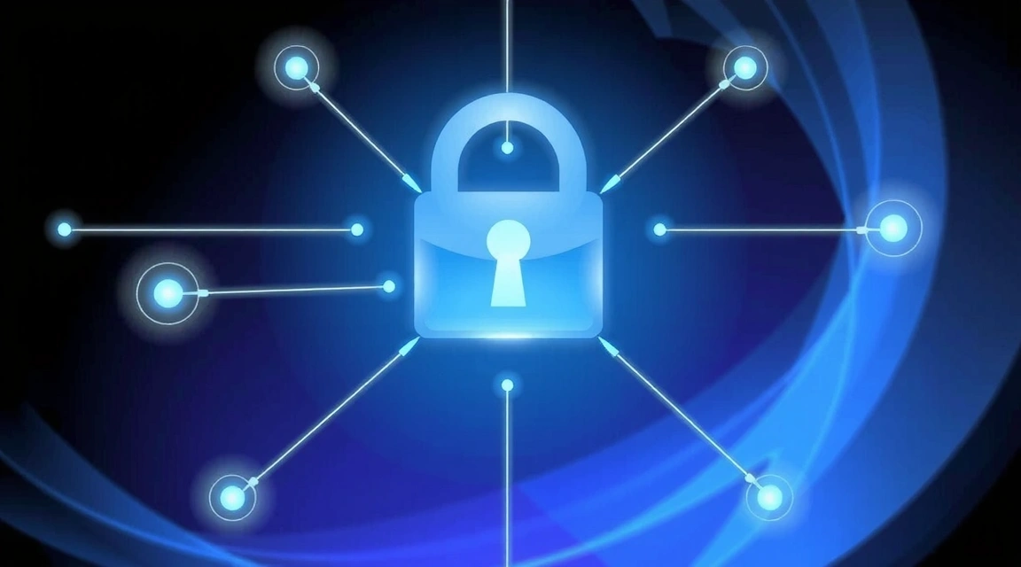 Digital privacy concept with padlock and abstract data flow