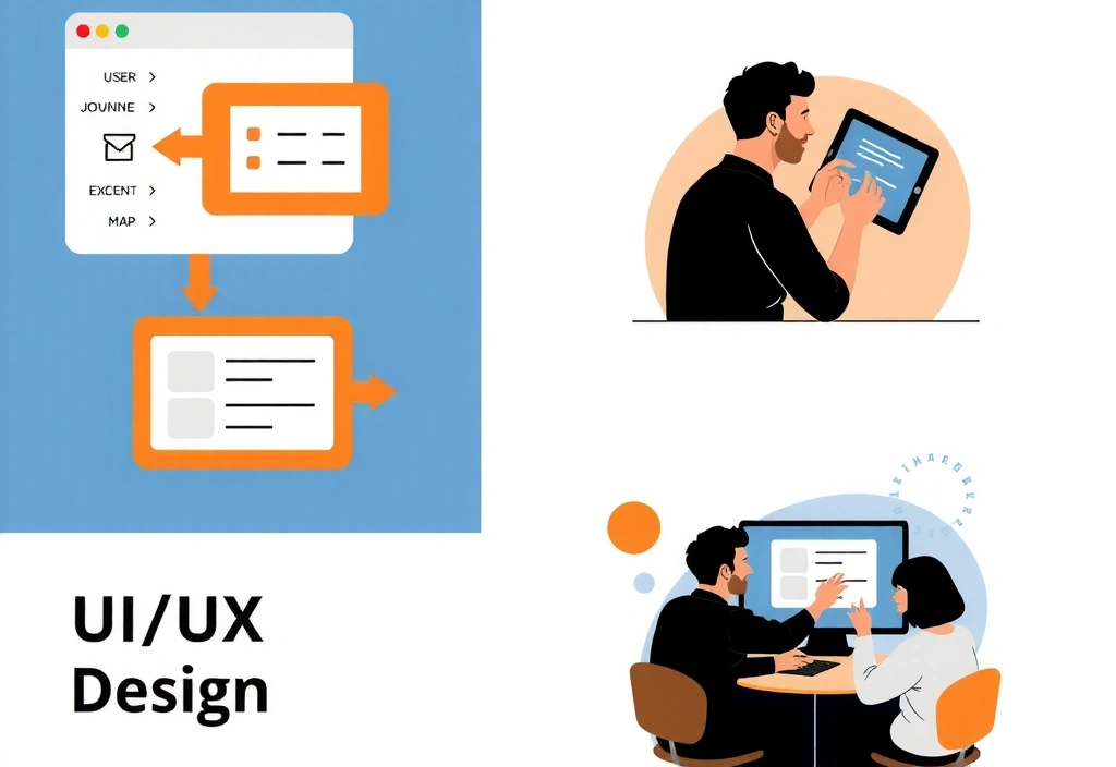 User journey map, wireframes, prototypes, user testing session, human-computer interaction